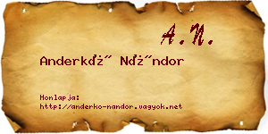 Anderkó Nándor névjegykártya